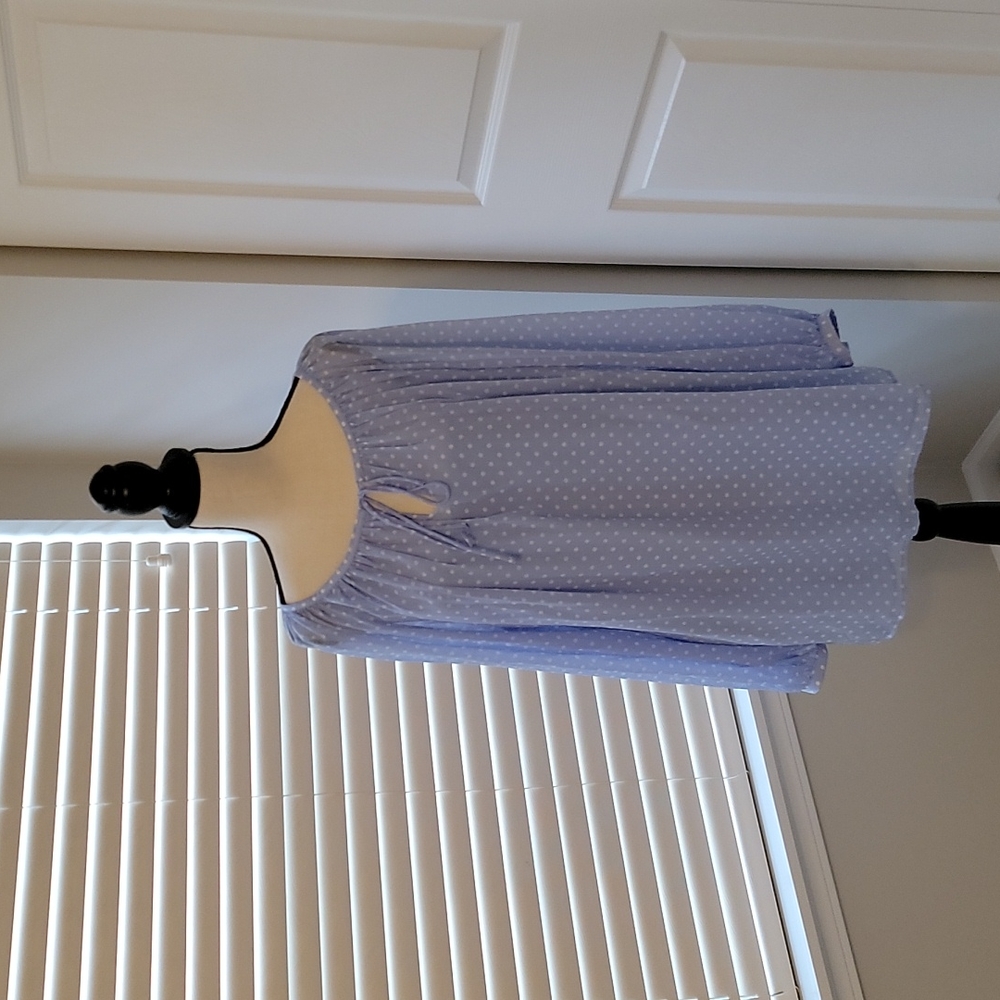 Talbots Sky-blue & White Polk a  Dot blouse